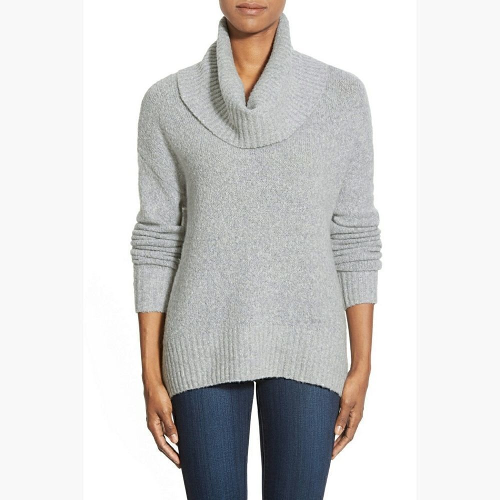 New! MICHAEL KORS Women's Wool-Blend Cowlneck Oversized Slouchy Sweater Gray XL - Picture 3 of 4